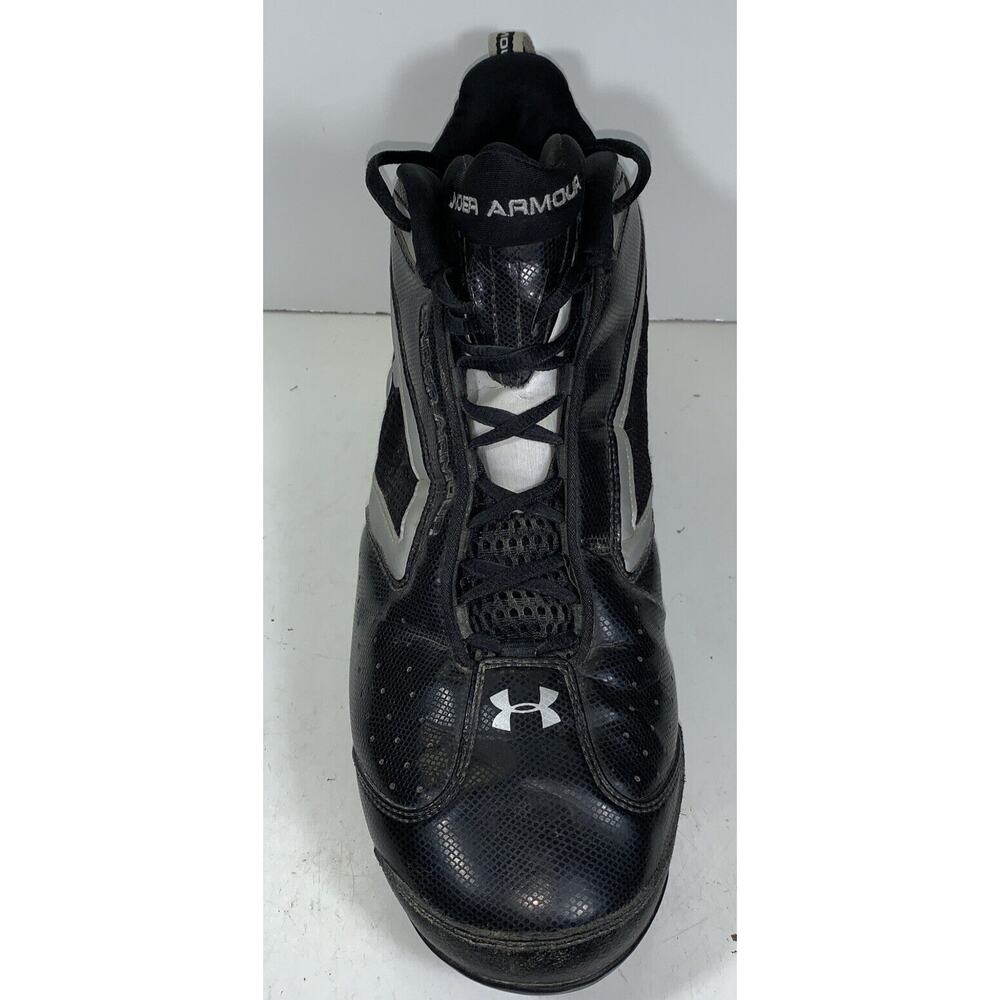 UNDER ARMOUR Mid FOOTBALL CLEATS BLACK/SILVER Men's US Size 12 - Picture 14 of 16